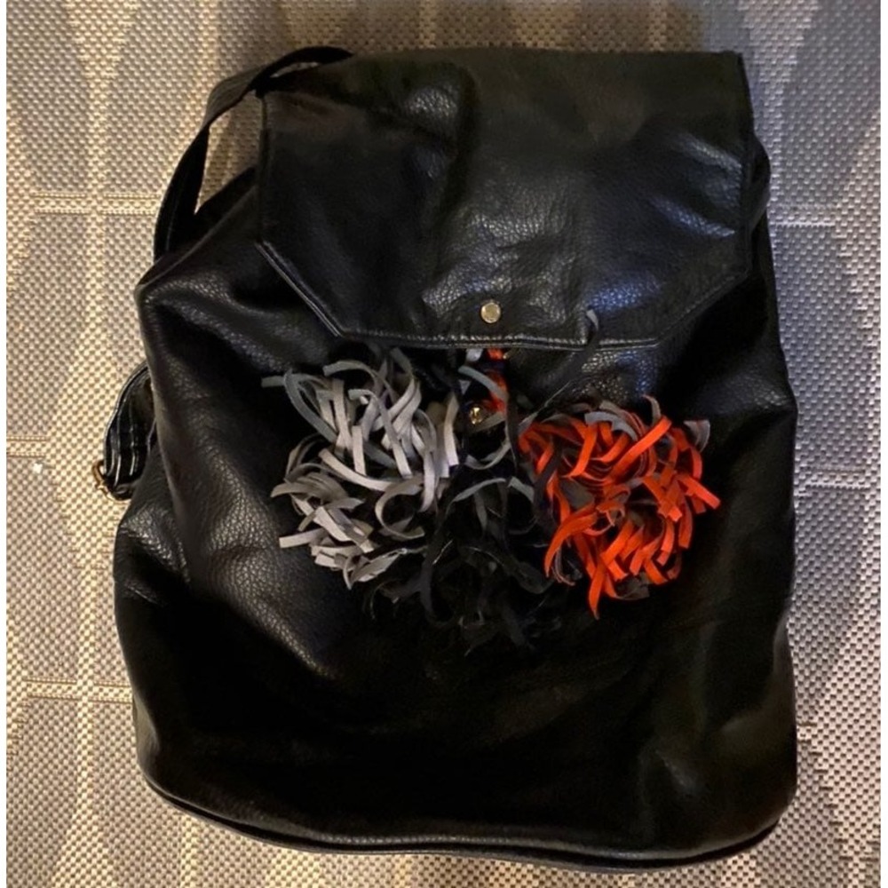 Black leather backpack